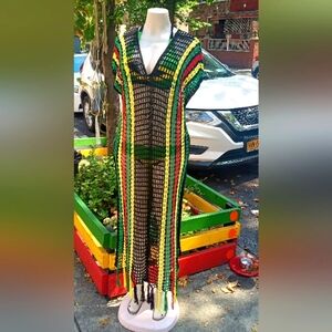 Colorful Crochet Cover-Up Dress ❤️💛💚🖤